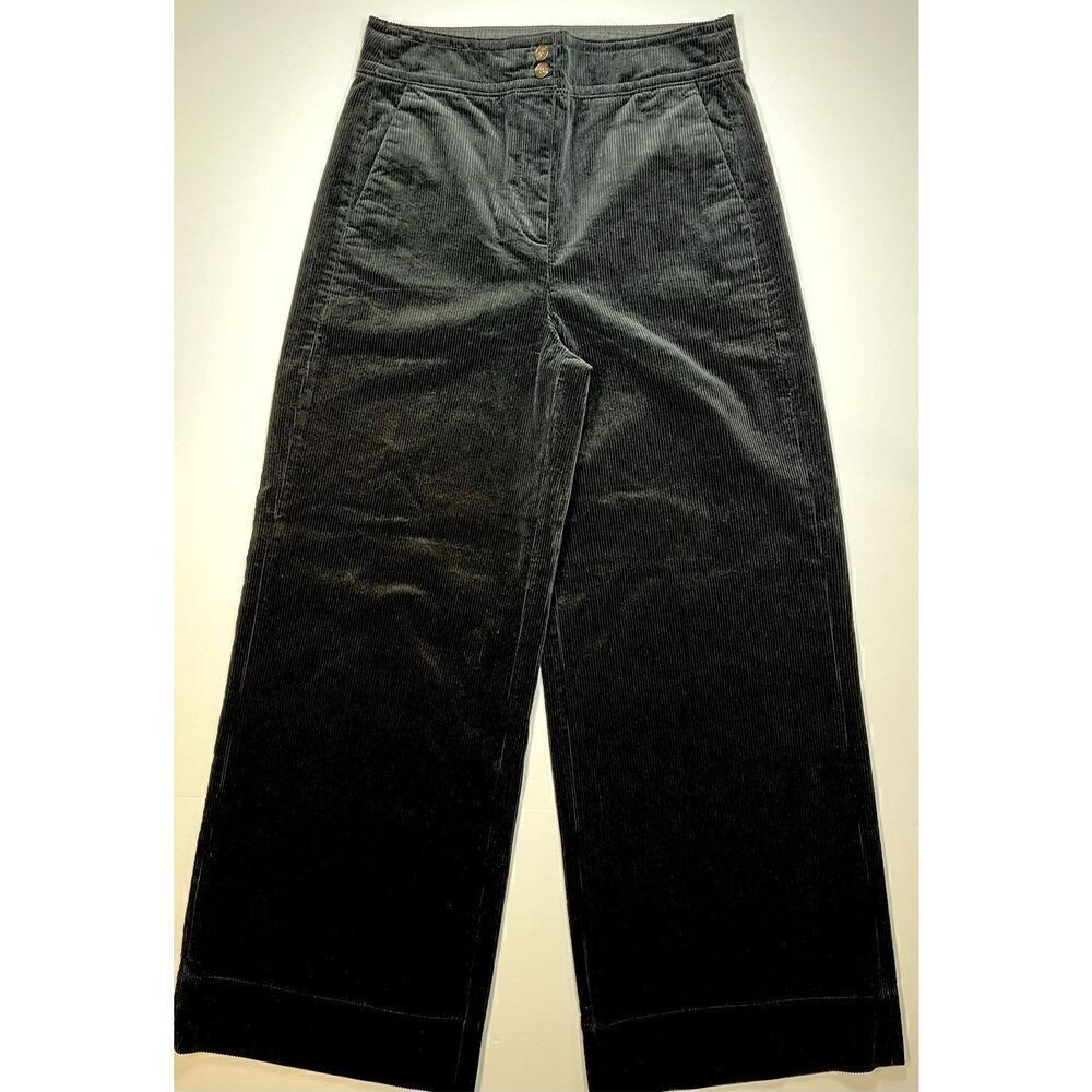 J. Crew Frankie Black Corduroy High Waist Wide Leg Pants NWT Women's Size 10